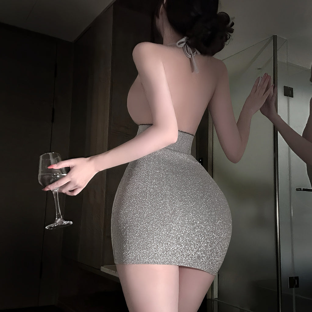 挂脖蕾丝情趣制服性感秘书cos紧身包臀裙连体制服纯欲风睡裙2026新款