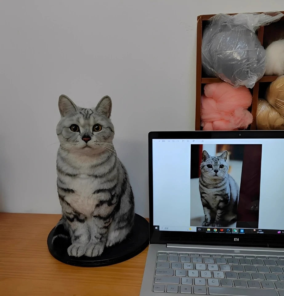 Custom-Made Full-Body Felt Cat Pet Figurines