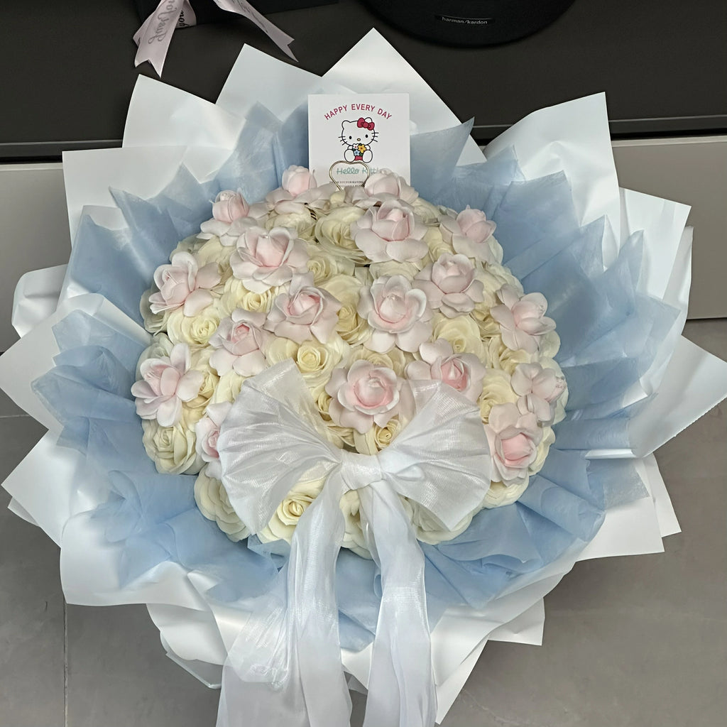 Milky White Rose Fairy's Kiss Soap Bouquet