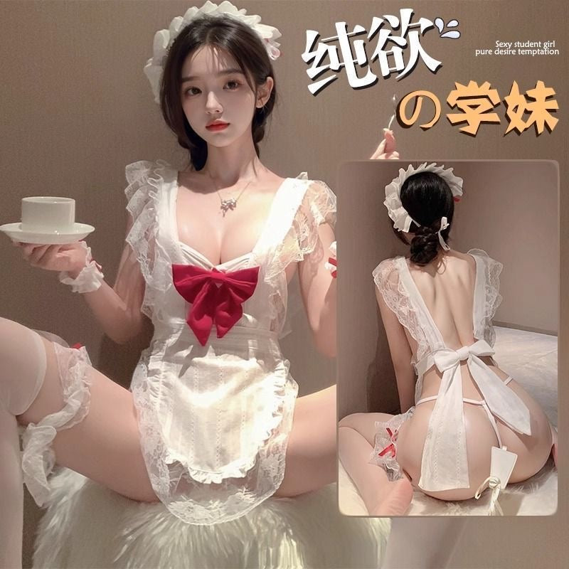 性感女仆情趣套装免脱蕾丝边睡裙纯欲女佣挂脖护士可爱风萌系制服