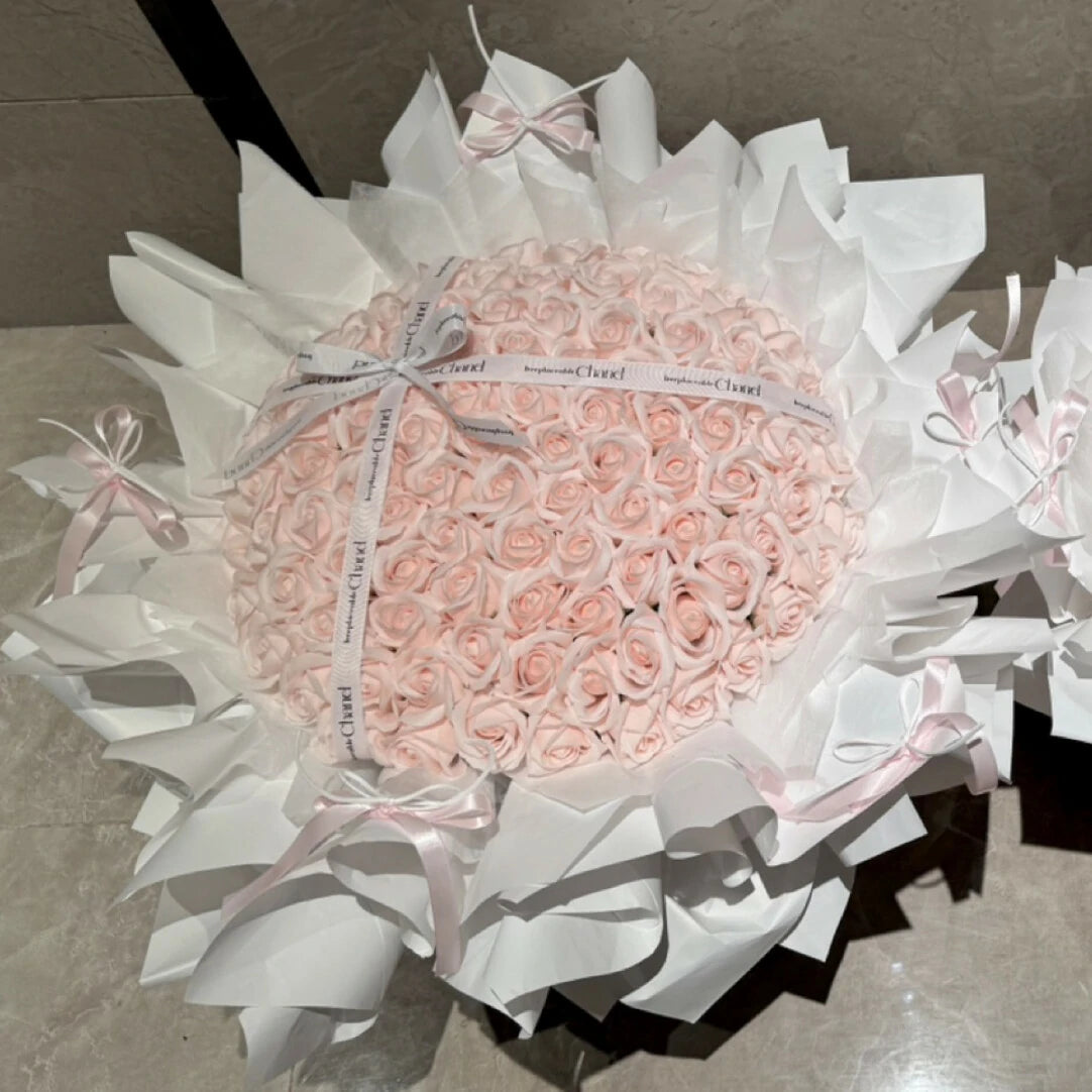 Light Pink Artificial Rose Soap Bouquet (52–99 Blooms)