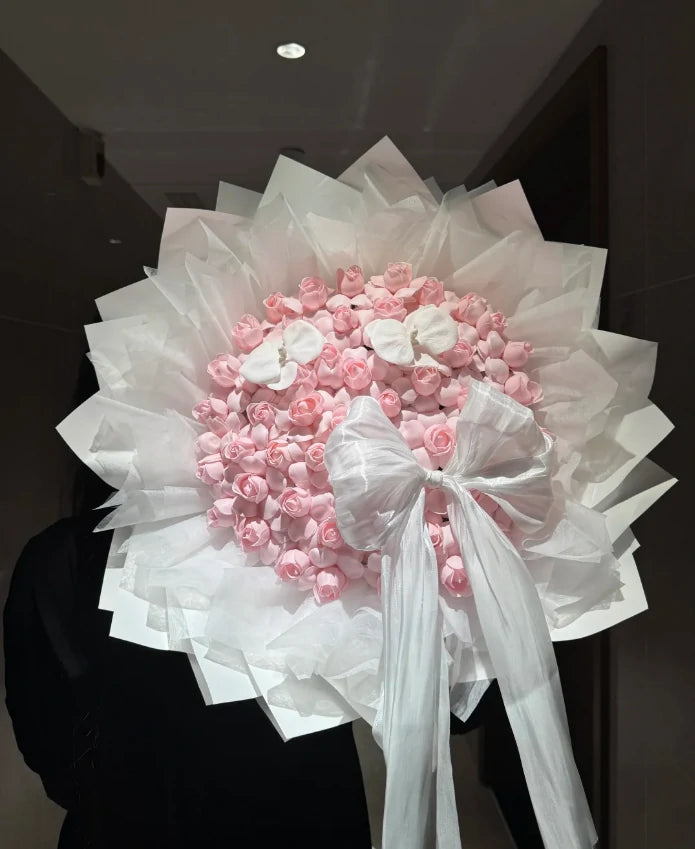 “Fairy's Kiss” Rose-Scented Soap Artificial Flower Bouquets (52-Stem and 99-Stem)