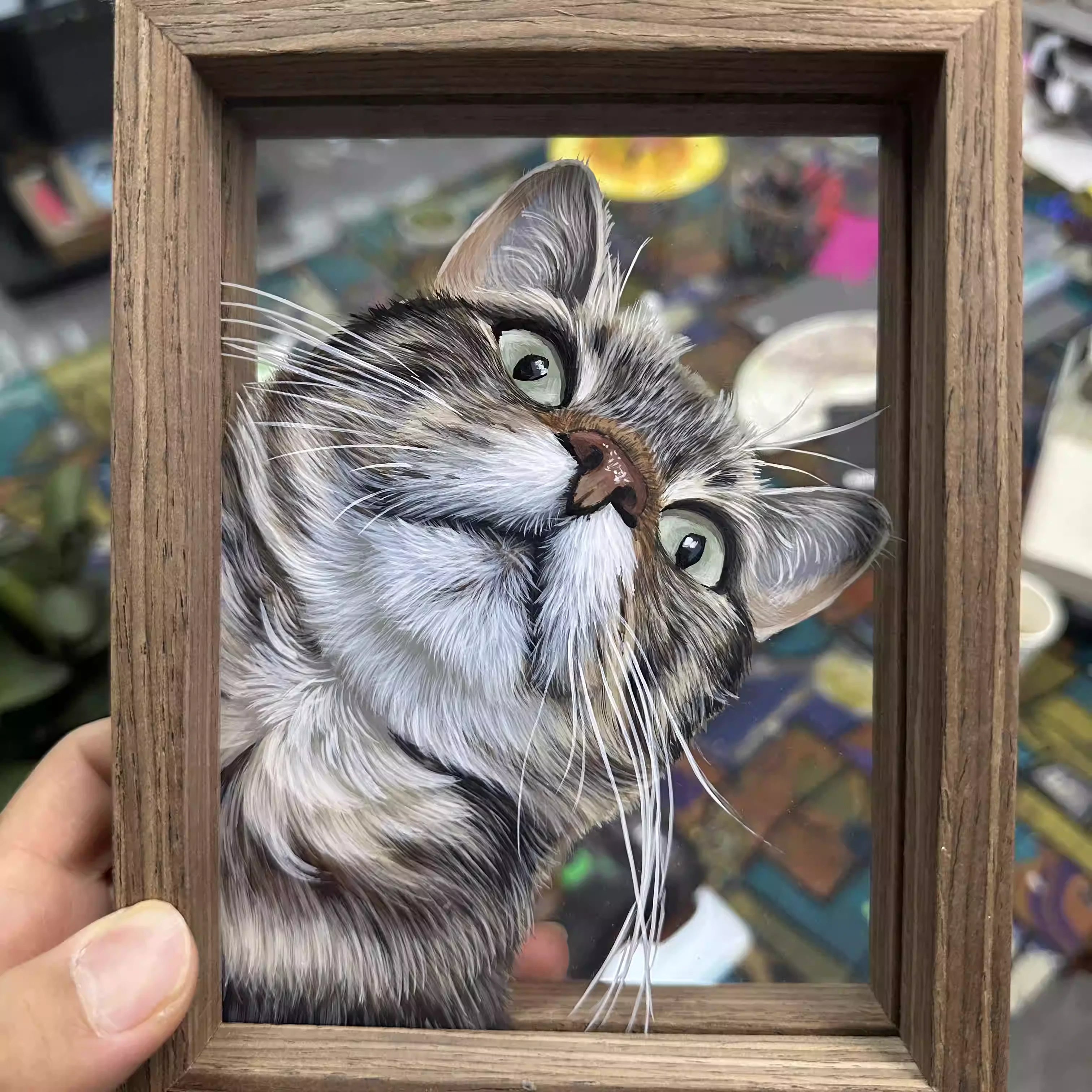 Custom Pet Portraits, Hand-Painted Portraits, and Custom Portrait Art in Glass Frames