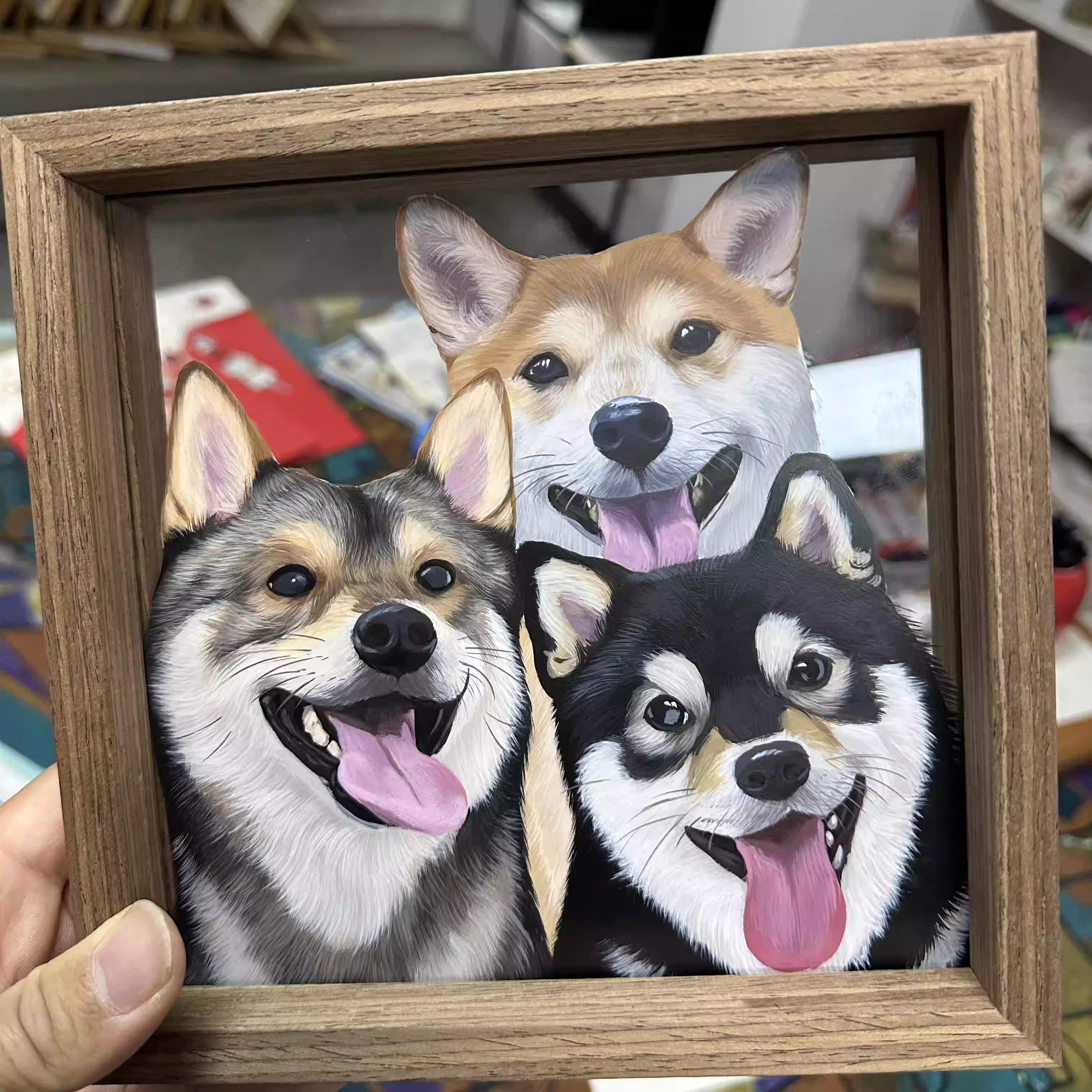 Custom Pet Portraits, Hand-Painted Portraits, and Custom Portrait Art in Glass Frames