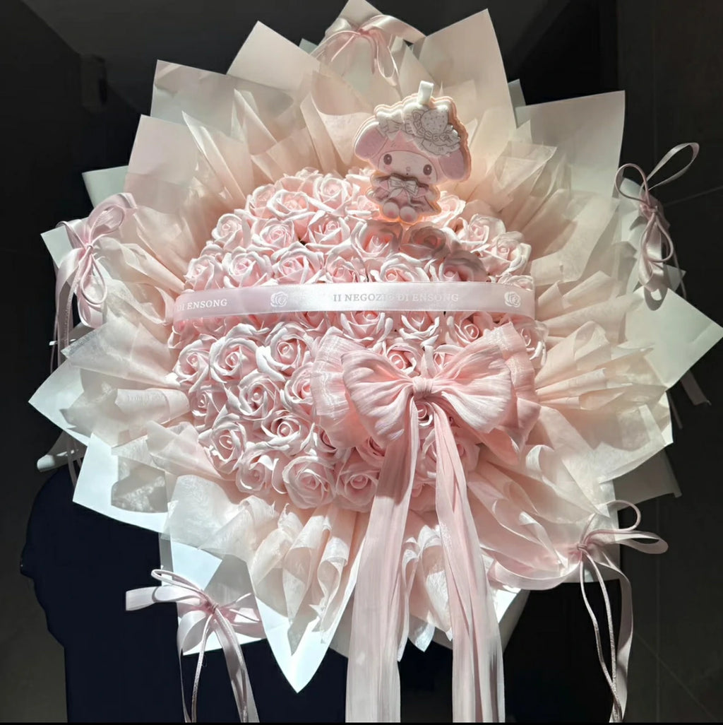 Melody's Girly Light Pink Rose Scented Soap Bouquet
