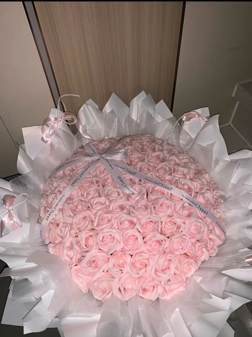 Light Pink Artificial Rose Soap Bouquet (52–99 Blooms)