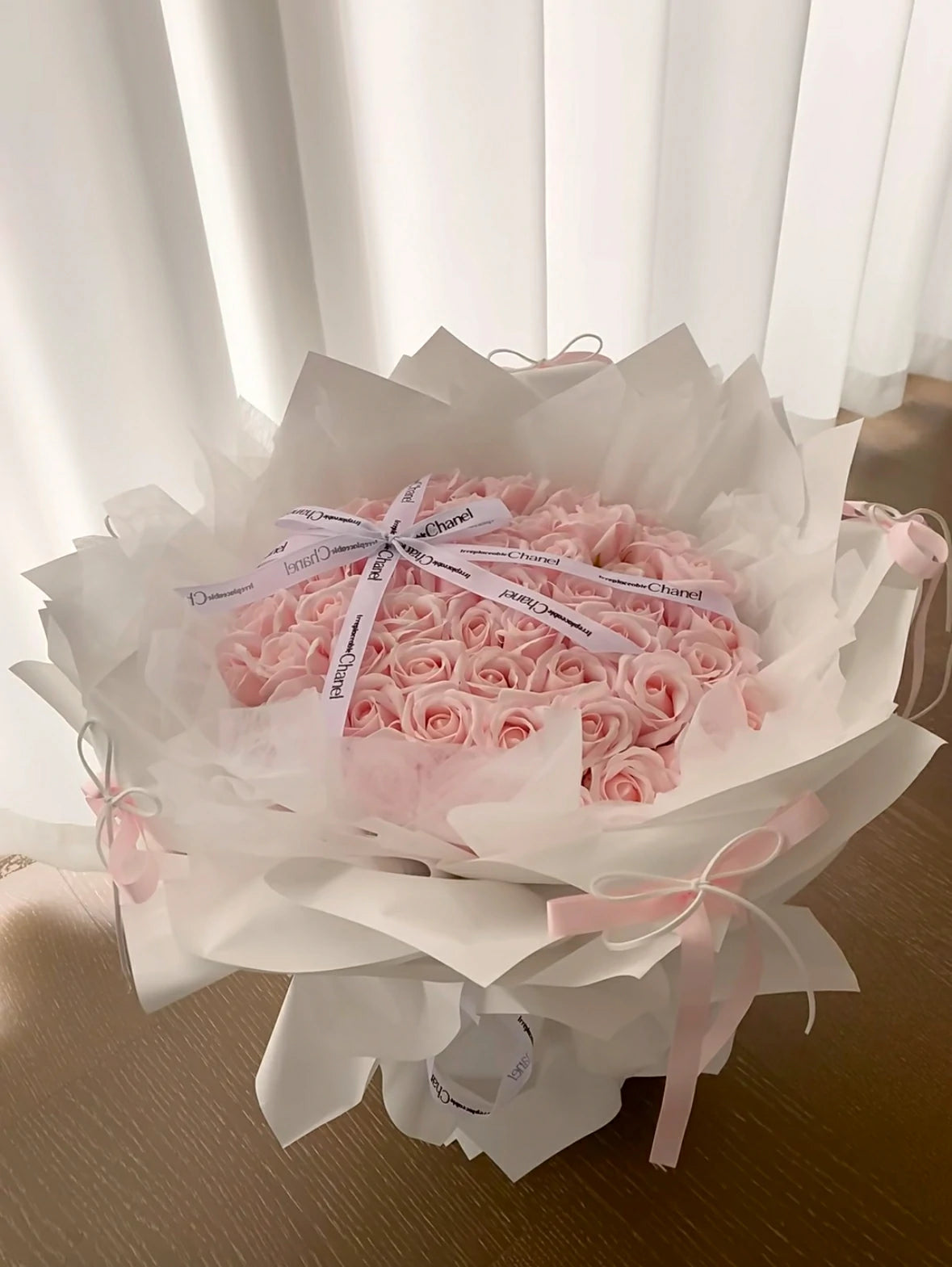 Light Pink Artificial Rose Soap Bouquet (52–99 Blooms)