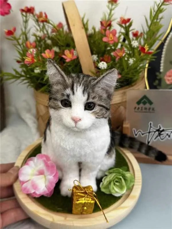 Custom-Made Full-Body Felt Cat Pet Figurines