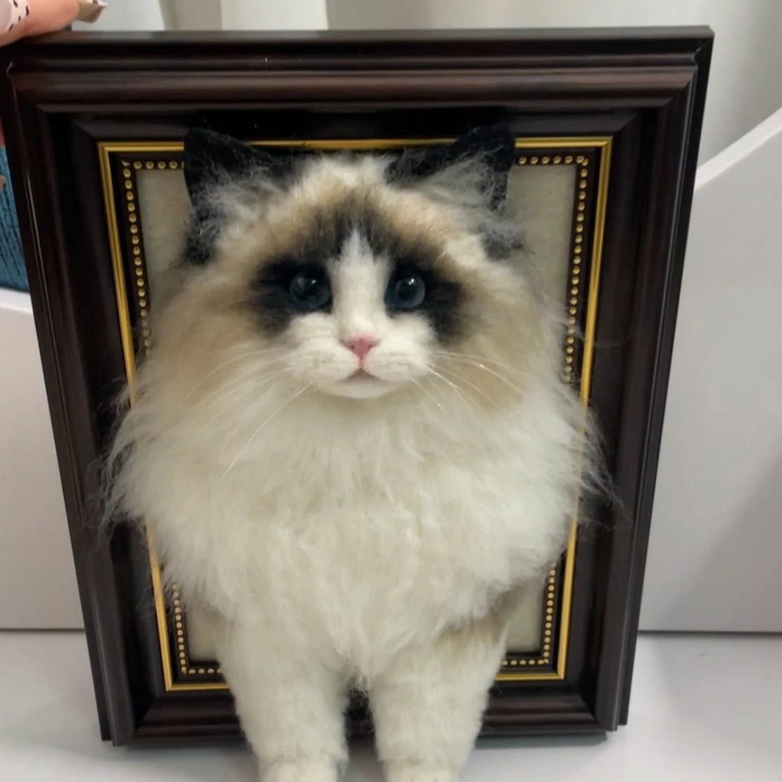 Custom Felt Pet Cat Figurines, Ornaments, and Pins