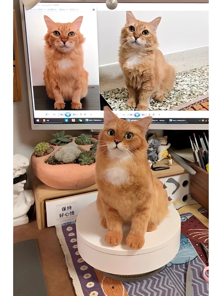 Custom-Made Full-Body Felt Cat Pet Figurines