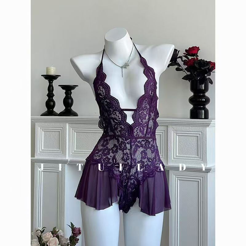 性感蕾丝吊带情趣制服内衣套装诱惑火辣纯欲大码女睡裙睡衣